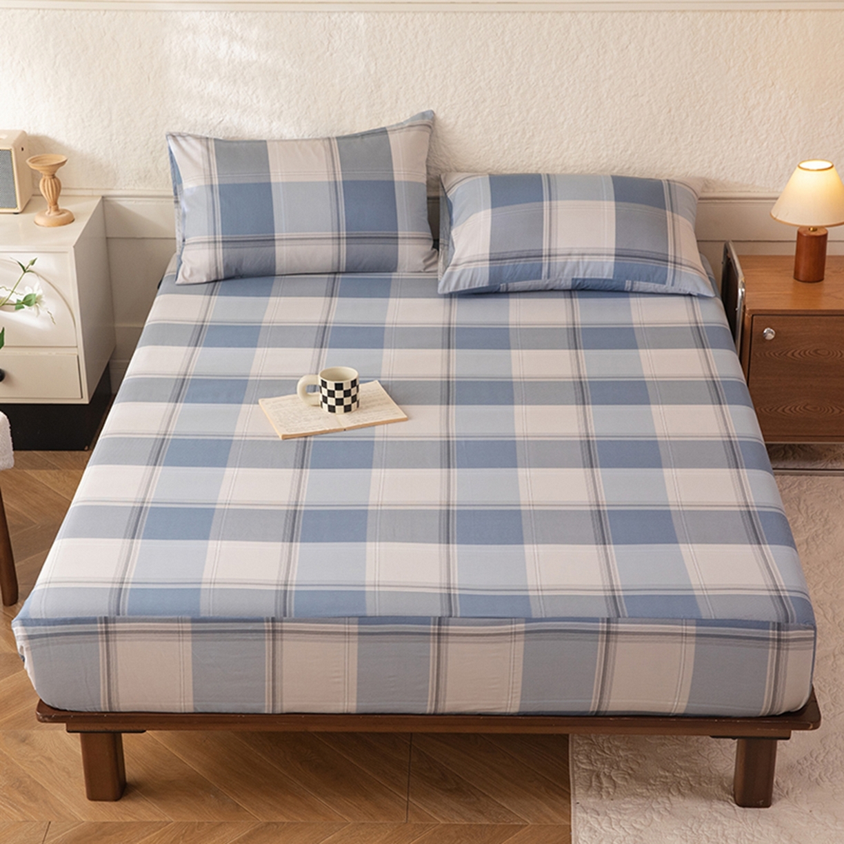 91家纺网 家纺一手货源 找家纺 八十八家纺 2026新款无印风全棉纯棉斜纹条格单床笠床笠单件单品床笠 山禾