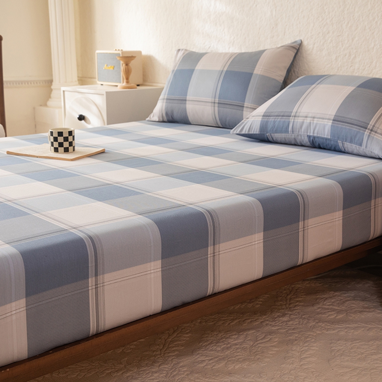 91家纺网 家纺一手货源 找家纺 八十八家纺 2026新款无印风全棉纯棉斜纹条格单床笠床笠单件单品床笠 山禾