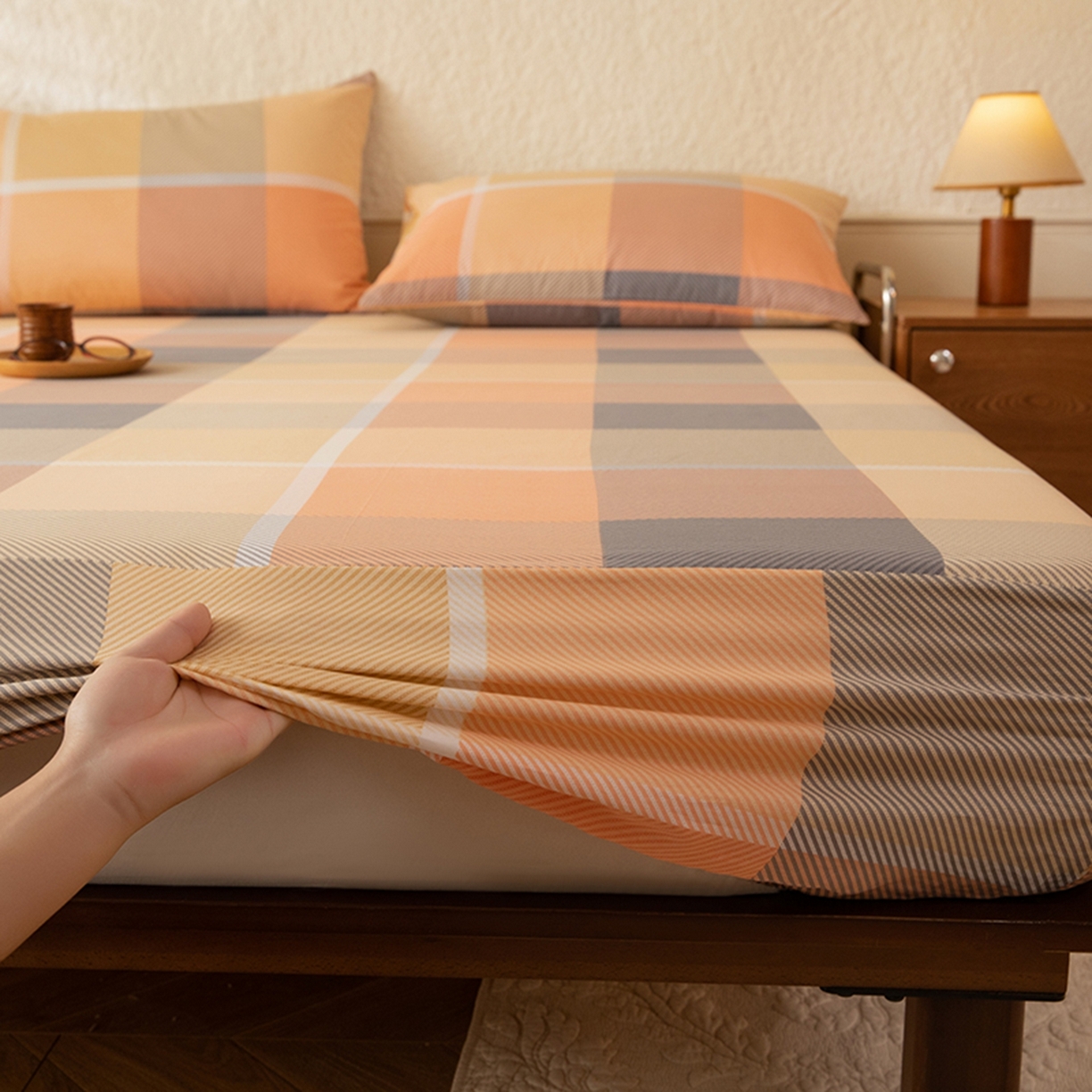 91家纺网 家纺一手货源 找家纺 八十八家纺 2026新款无印风全棉纯棉斜纹条格单床笠床笠单件单品床笠 山南