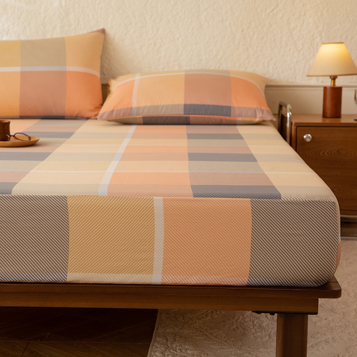 91家纺网 家纺一手货源 找家纺 八十八家纺 2026新款无印风全棉纯棉斜纹条格单床笠床笠单件单品床笠 山南