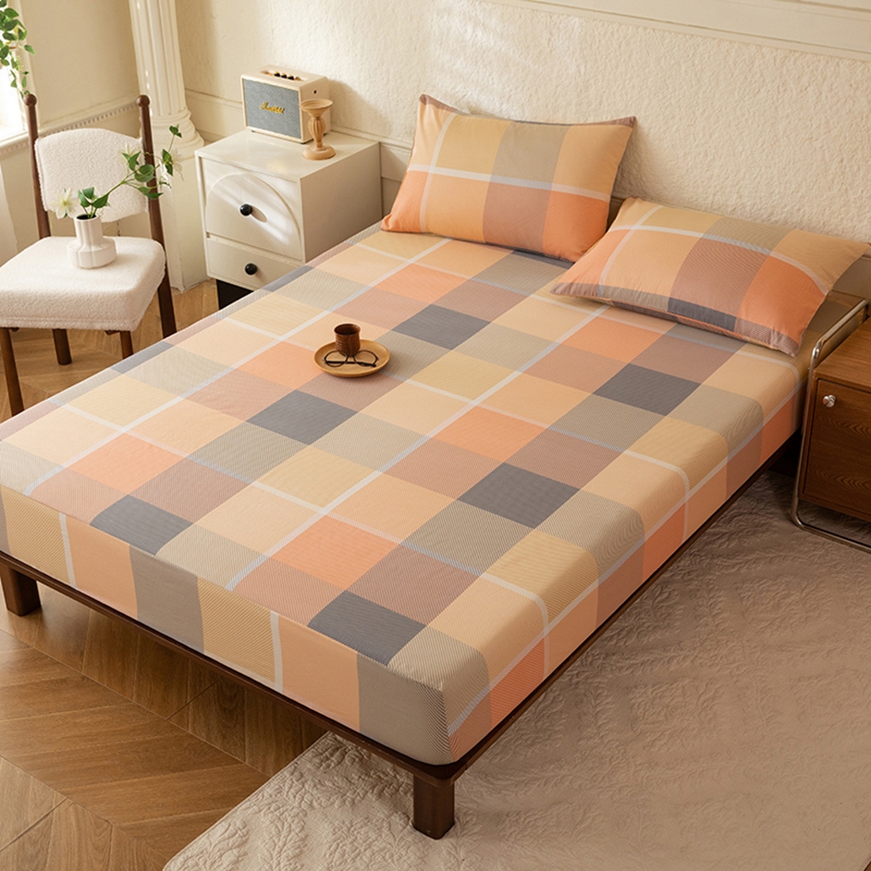 91家纺网 家纺一手货源 找家纺 八十八家纺 2026新款无印风全棉纯棉斜纹条格单床笠床笠单件单品床笠 山南