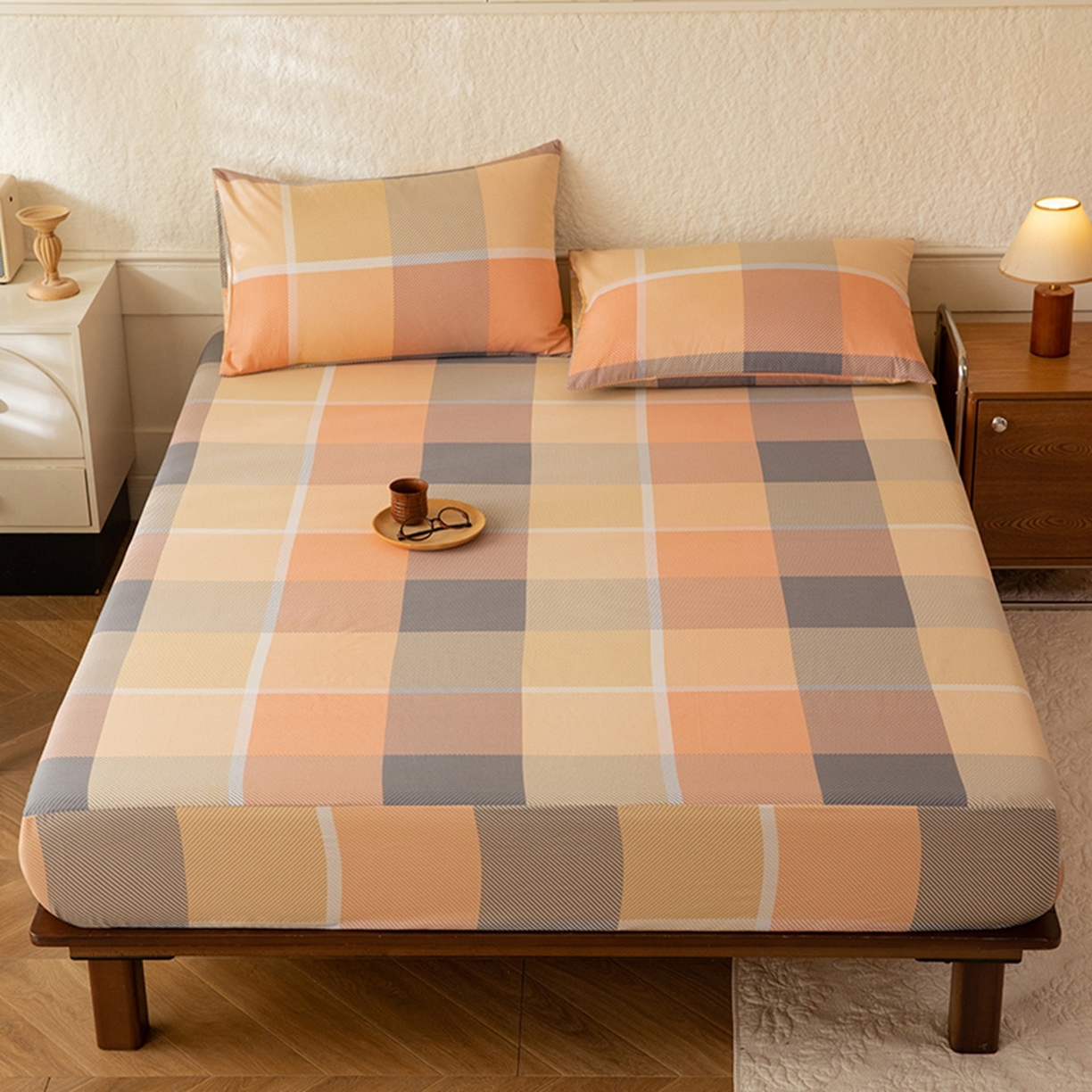 91家纺网 家纺一手货源 找家纺 八十八家纺 2026新款无印风全棉纯棉斜纹条格单床笠床笠单件单品床笠 山南