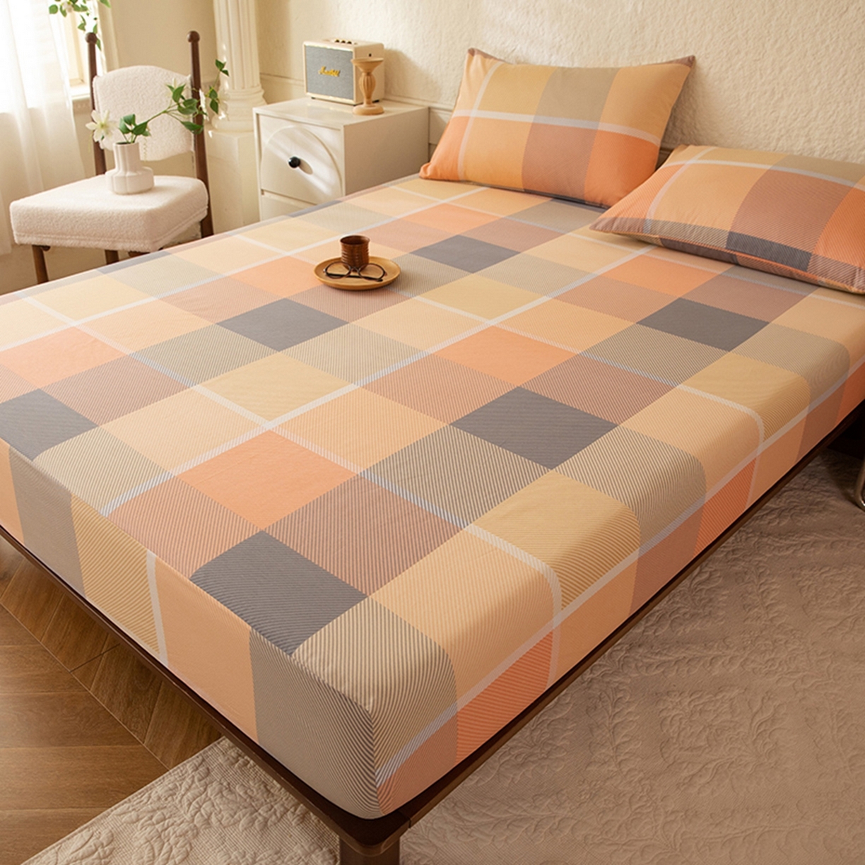 91家纺网 家纺一手货源 找家纺 八十八家纺 2026新款无印风全棉纯棉斜纹条格单床笠床笠单件单品床笠 山南