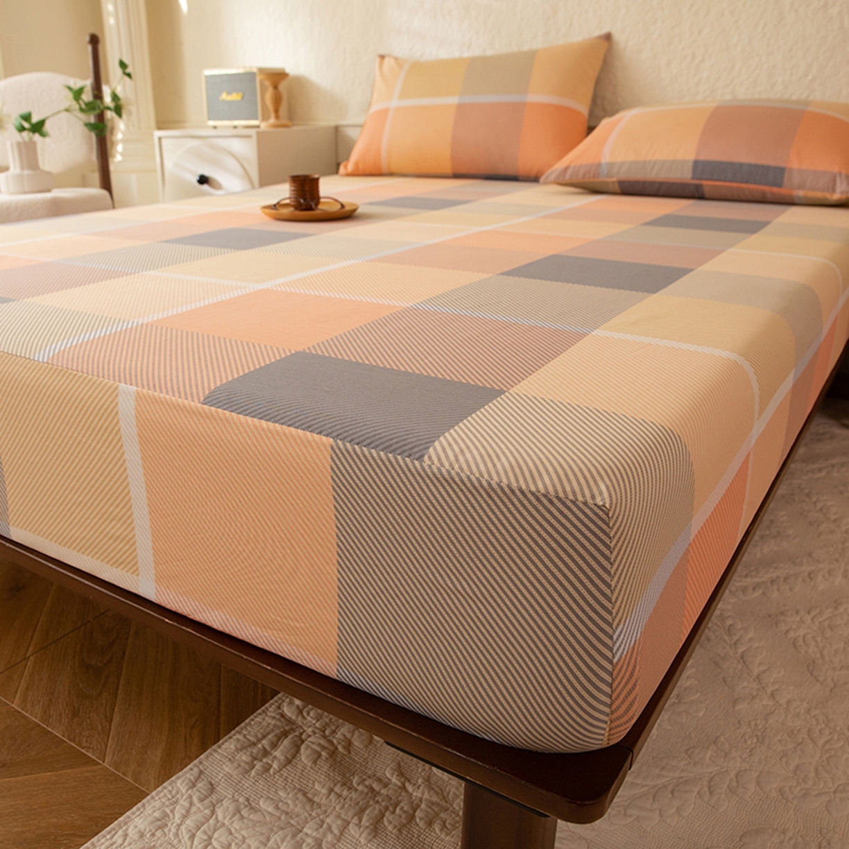 91家纺网 家纺一手货源 找家纺 八十八家纺 2026新款无印风全棉纯棉斜纹条格单床笠床笠单件单品床笠 山南