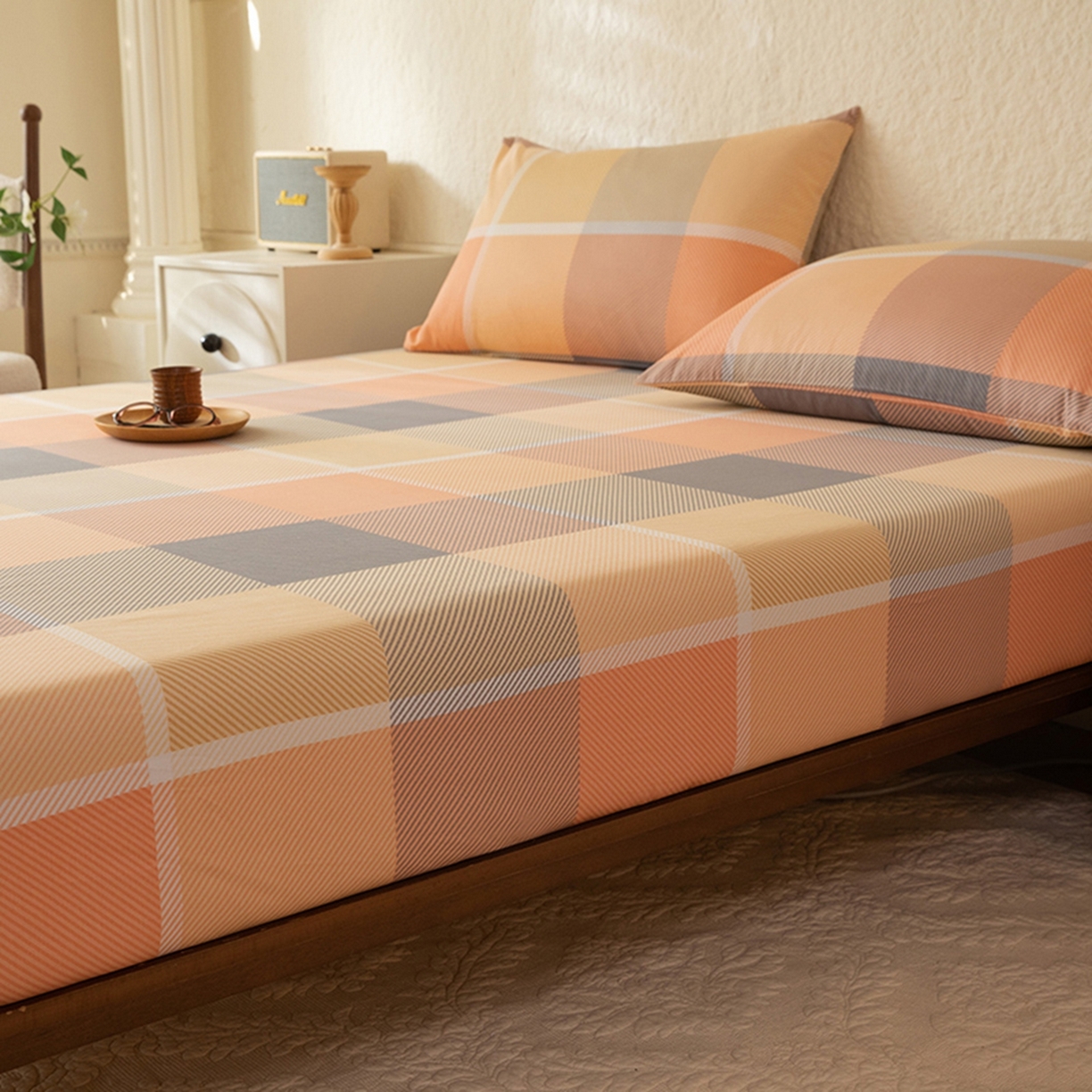 91家纺网 家纺一手货源 找家纺 八十八家纺 2026新款无印风全棉纯棉斜纹条格单床笠床笠单件单品床笠 山南