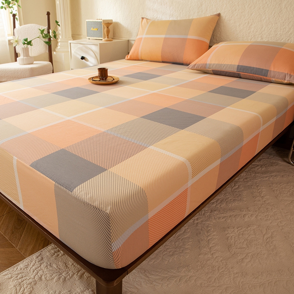 91家纺网 家纺一手货源 找家纺 八十八家纺 2026新款无印风全棉纯棉斜纹条格单床笠床笠单件单品床笠 山南