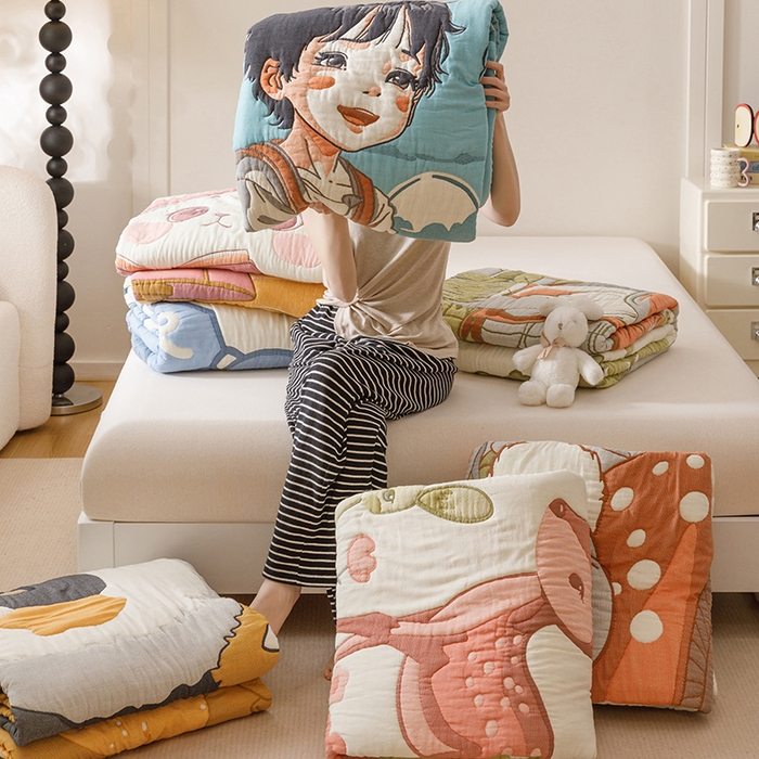 91家纺网 家纺一手货源 找家纺 （总）朴尔家纺-毛巾被 2026年纯棉云朵棉十层加厚清柔纱布泡芙被