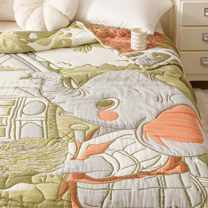 91家纺网 家纺一手货源 找家纺 朴尔家纺-毛巾被 2026年纯棉云朵棉十层加厚清柔纱布泡芙被 勤劳小象