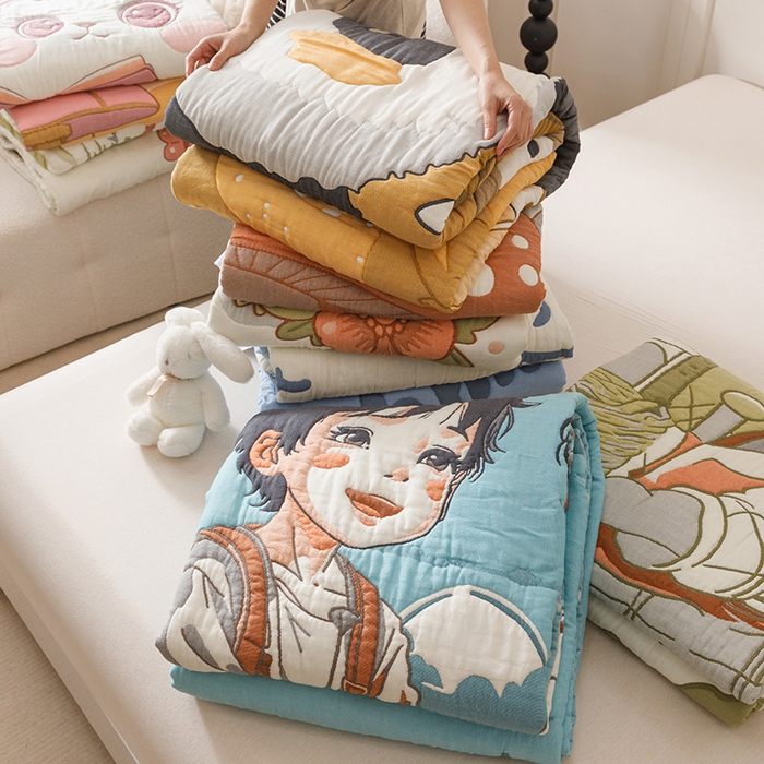 91家纺网 家纺一手货源 找家纺 朴尔家纺-毛巾被 2026年纯棉云朵棉十层加厚清柔纱布泡芙被 组合图仅供展示