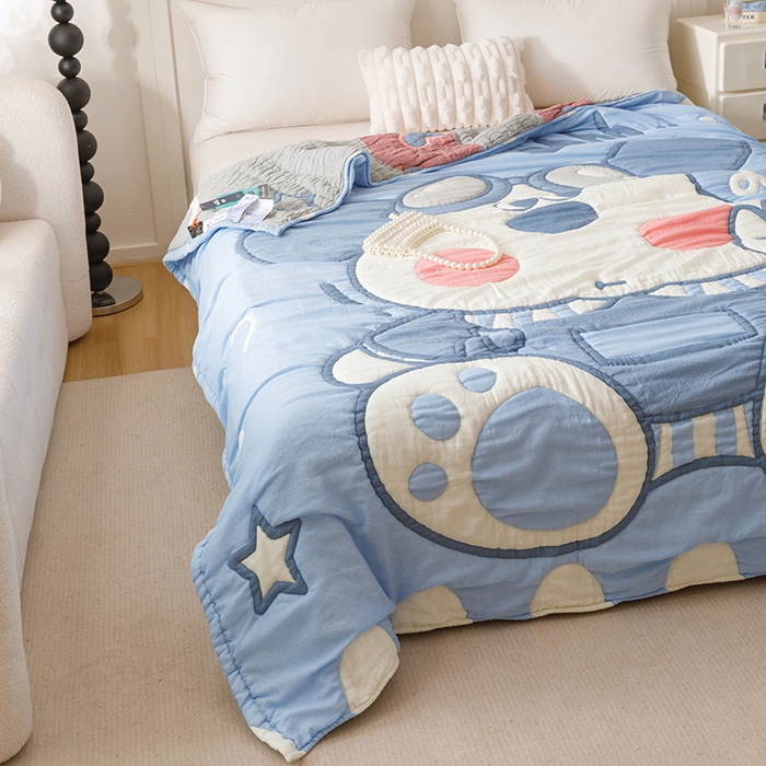 91家纺网 家纺一手货源 找家纺 朴尔家纺-毛巾被 2026年纯棉云朵棉十层加厚清柔纱布泡芙被 泡芙汪