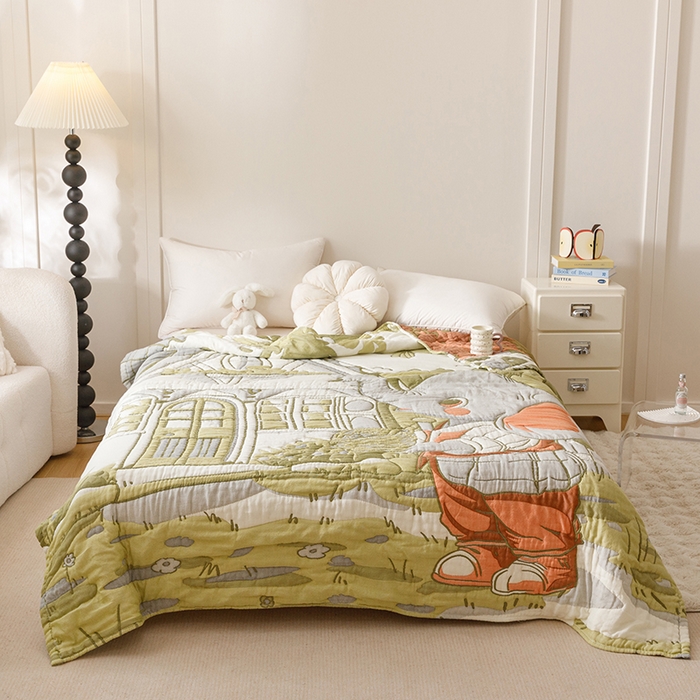 91家纺网 家纺一手货源 找家纺 朴尔家纺-毛巾被 2026年纯棉云朵棉十层加厚清柔纱布泡芙被 勤劳小象