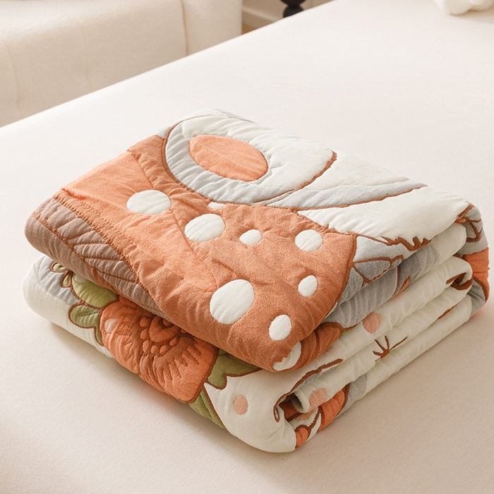 91家纺网 家纺一手货源 找家纺 朴尔家纺-毛巾被 2026年纯棉云朵棉十层加厚清柔纱布泡芙被 森林兔