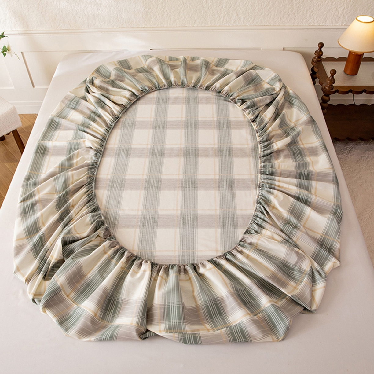 91家纺网 家纺一手货源 找家纺 八十八家纺 2026新款无印风全棉纯棉斜纹条格单床笠床笠单件单品床笠 山竹