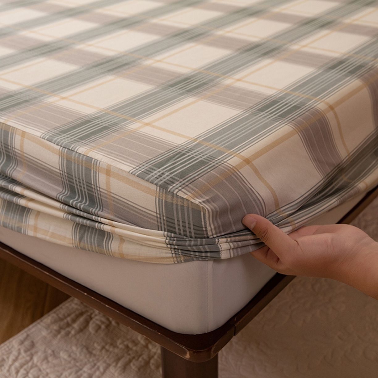 91家纺网 家纺一手货源 找家纺 八十八家纺 2026新款无印风全棉纯棉斜纹条格单床笠床笠单件单品床笠 山竹