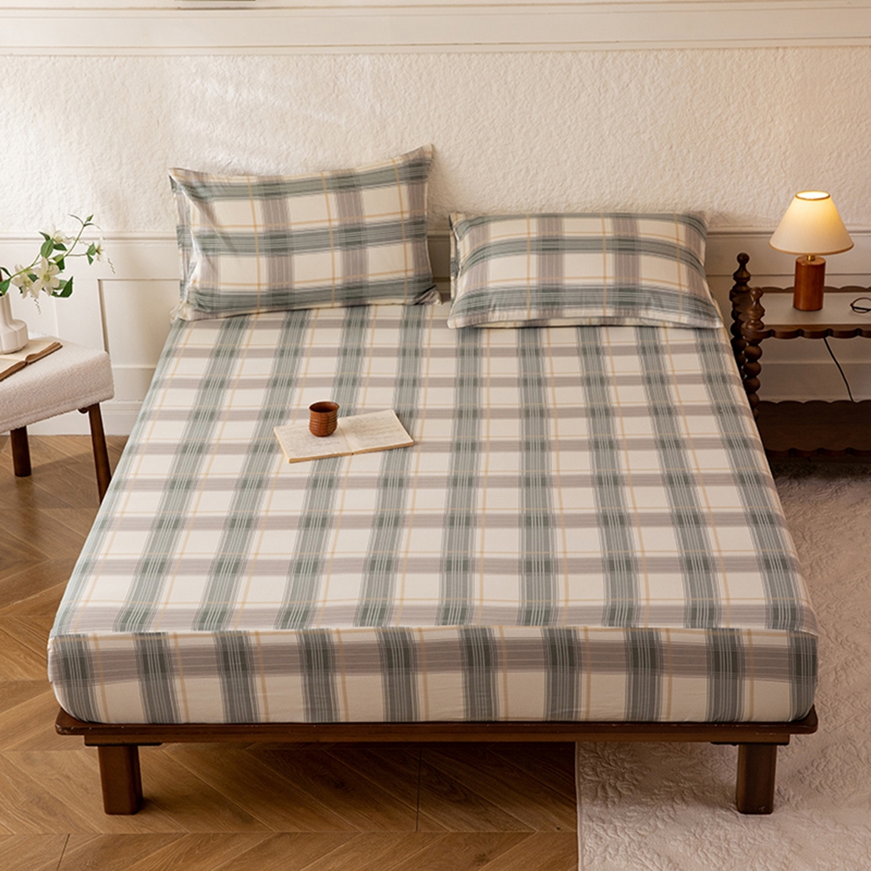 91家纺网 家纺一手货源 找家纺 八十八家纺 2026新款无印风全棉纯棉斜纹条格单床笠床笠单件单品床笠 山竹