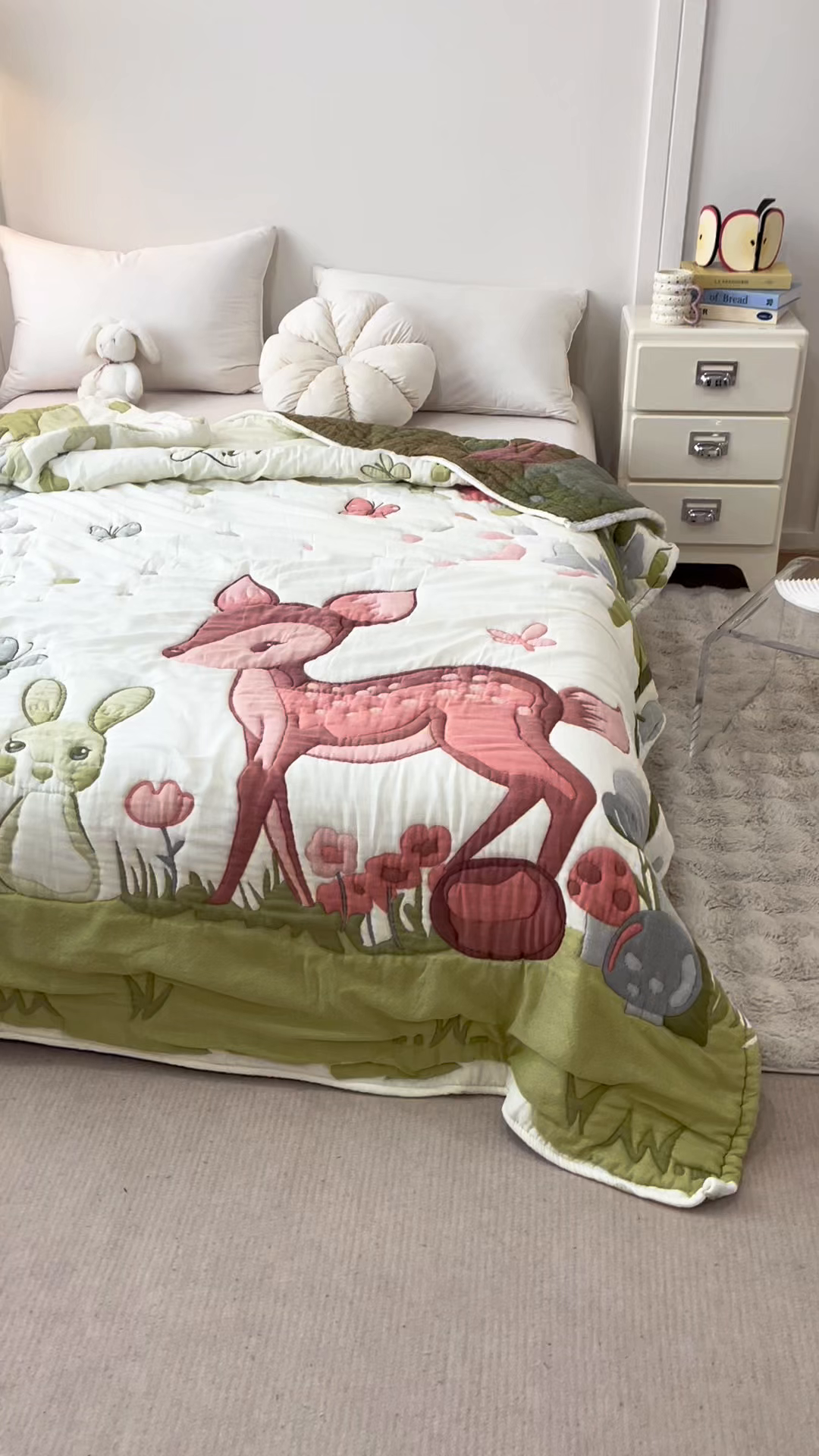 91家纺网 家纺一手货源 找家纺 朴尔家纺-毛巾被 2026年纯棉云朵棉十层加厚清柔纱布泡芙被 蝴蝶梅花鹿