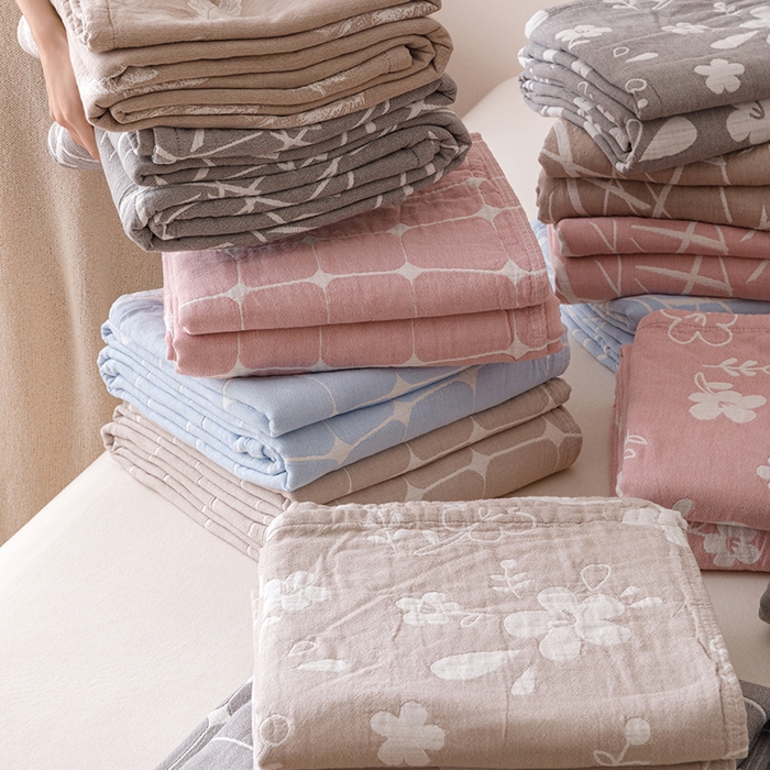 91家纺网 家纺一手货源 找家纺  2026新款全棉纯棉水洗柔绉三层纱布毛巾被 组合图仅供展示