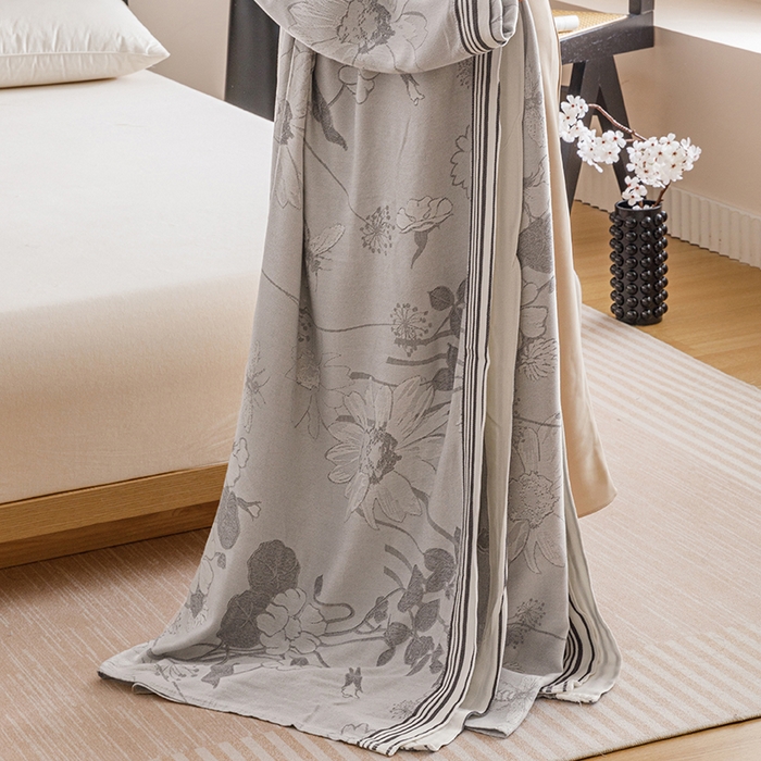 91家纺网 家纺一手货源 找家纺 （总）朴尔家纺-毛巾被 2026新款柔滑竹纤维双层纱布冷感毯毛巾被