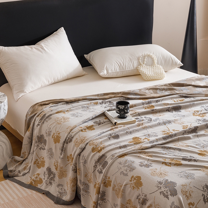 91家纺网 家纺一手货源 找家纺 朴尔家纺-毛巾被 2026新款柔滑竹纤维双层纱布冷感毯毛巾被 清然-灰