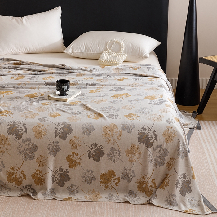 91家纺网 家纺一手货源 找家纺 朴尔家纺-毛巾被 2026新款柔滑竹纤维双层纱布冷感毯毛巾被 清然-灰