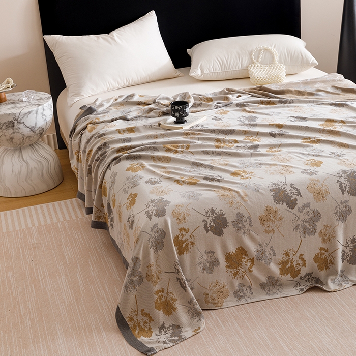 91家纺网 家纺一手货源 找家纺 朴尔家纺-毛巾被 2026新款柔滑竹纤维双层纱布冷感毯毛巾被 清然-灰