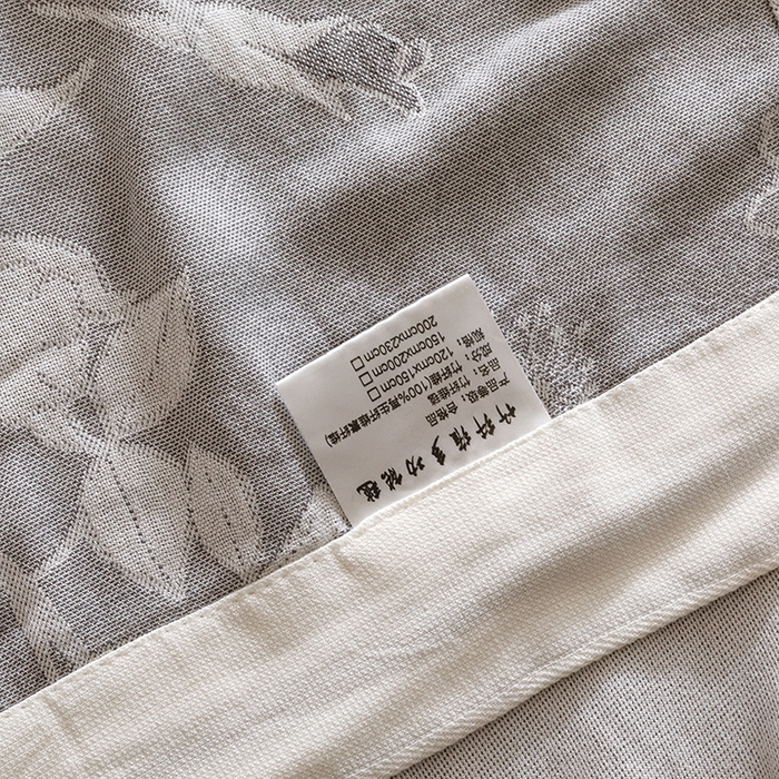 91家纺网 家纺一手货源 找家纺 朴尔家纺-毛巾被 2026新款柔滑竹纤维双层纱布冷感毯毛巾被 浅花漫-灰