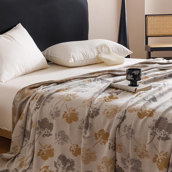 91家纺网 家纺一手货源 找家纺 朴尔家纺-毛巾被 2026新款柔滑竹纤维双层纱布冷感毯毛巾被 清然-灰