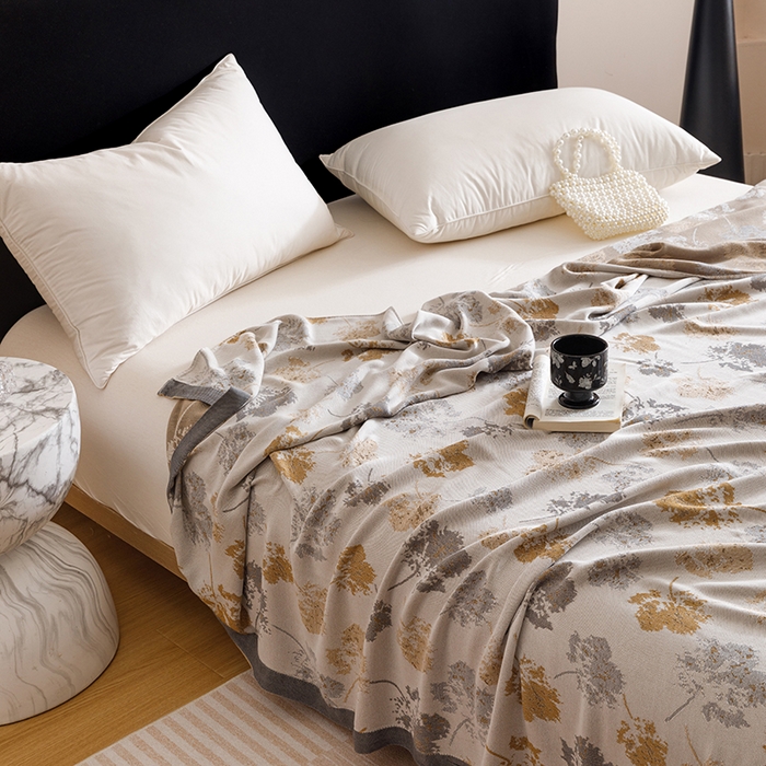 91家纺网 家纺一手货源 找家纺 朴尔家纺-毛巾被 2026新款柔滑竹纤维双层纱布冷感毯毛巾被 清然-灰