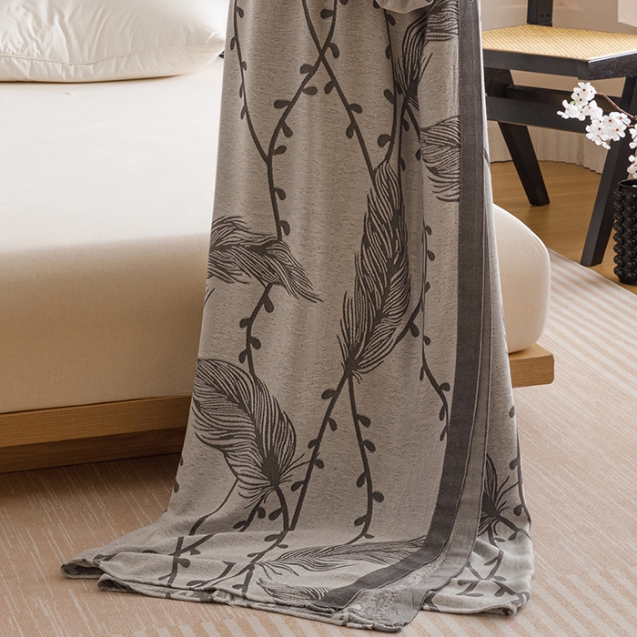 朴尔家纺-毛巾被 2026新款柔滑竹纤维双层纱布冷感毯毛巾被 扶摇-灰