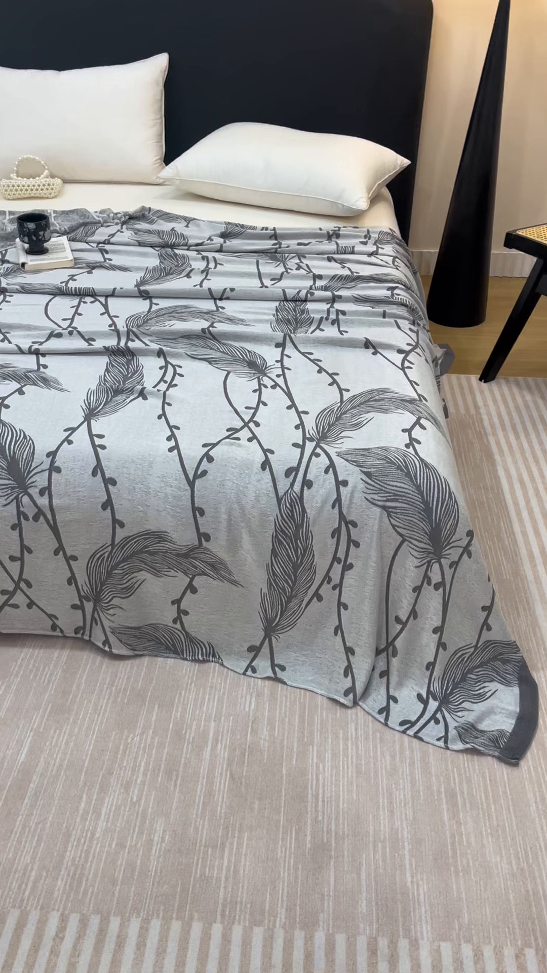 91家纺网 家纺一手货源 找家纺 朴尔家纺-毛巾被 2026新款柔滑竹纤维双层纱布冷感毯毛巾被 扶摇-灰