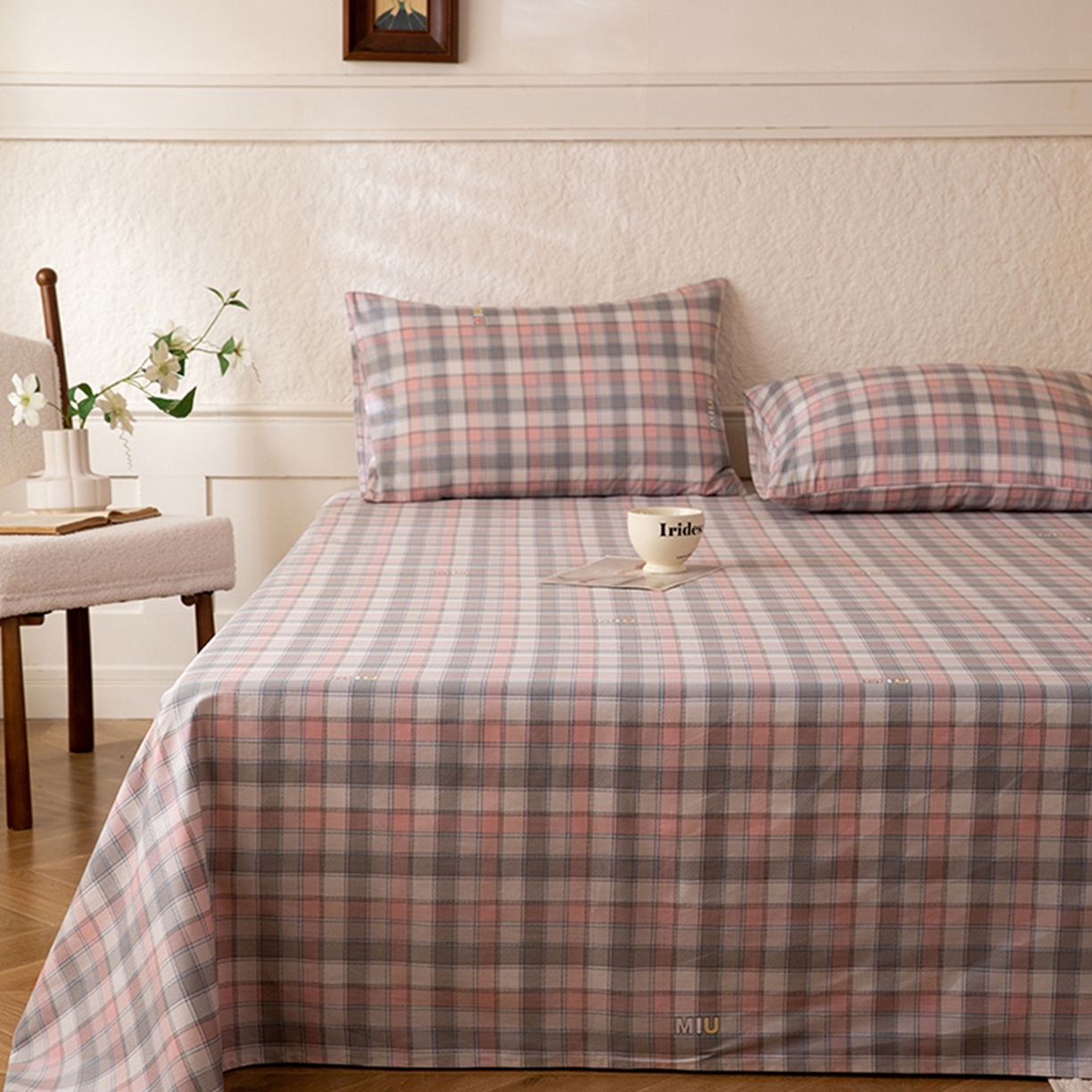 91家纺网 家纺一手货源 找家纺 八十八家纺 2026新款无印风全棉纯棉斜纹条格单床单床单单件单品床单 青居