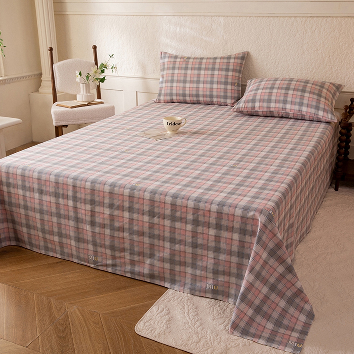 91家纺网 家纺一手货源 找家纺 八十八家纺 2026新款无印风全棉纯棉斜纹条格单床单床单单件单品床单 青居