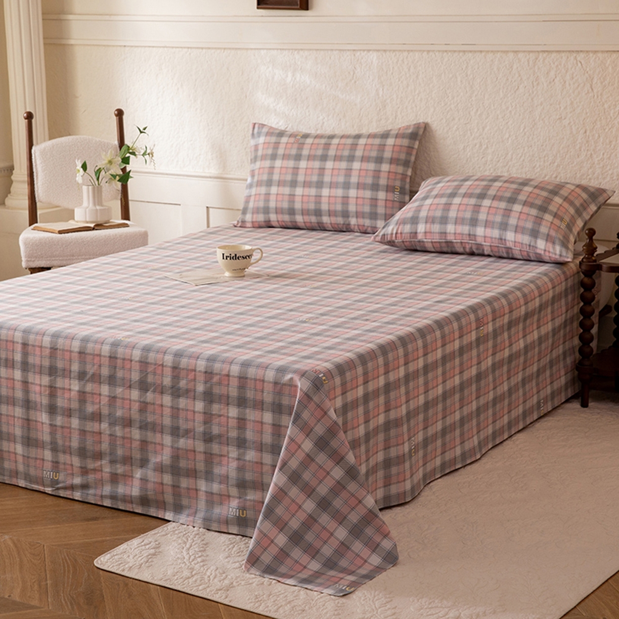 91家纺网 家纺一手货源 找家纺 八十八家纺 2026新款无印风全棉纯棉斜纹条格单床单床单单件单品床单 青居