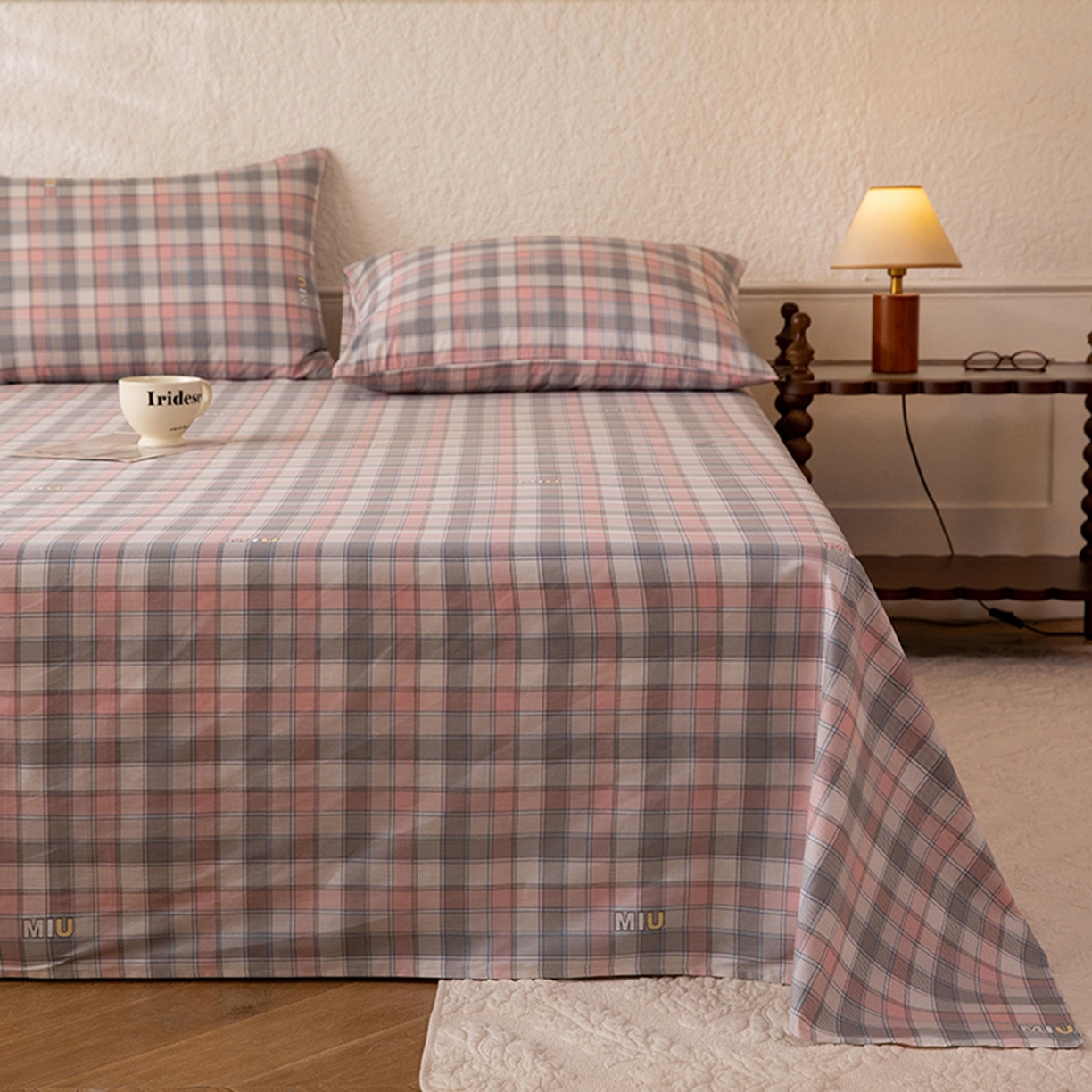 91家纺网 家纺一手货源 找家纺 八十八家纺 2026新款无印风全棉纯棉斜纹条格单床单床单单件单品床单 青居