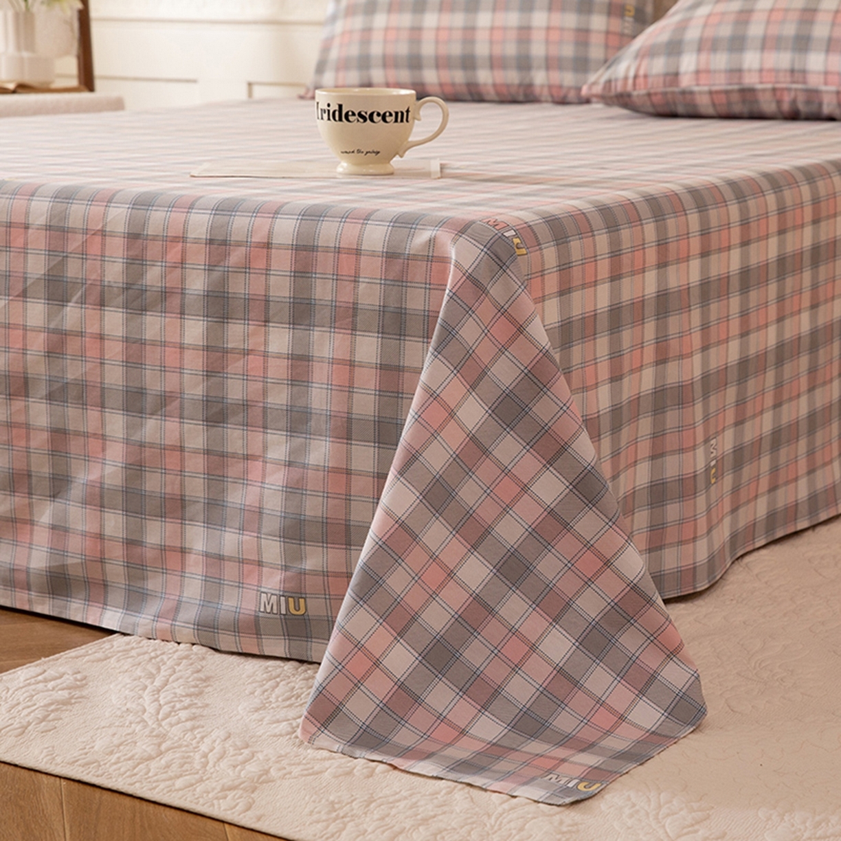 91家纺网 家纺一手货源 找家纺 八十八家纺 2026新款无印风全棉纯棉斜纹条格单床单床单单件单品床单 青居