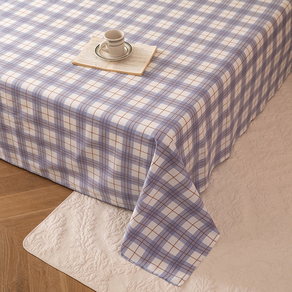 91家纺网 家纺一手货源 找家纺 八十八家纺 2026新款无印风全棉纯棉斜纹条格单床单床单单件单品床单 青岚