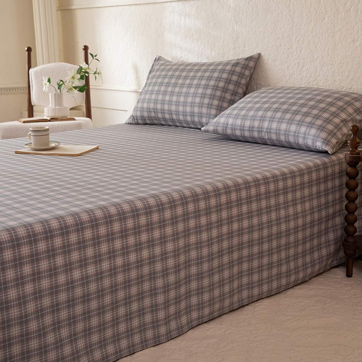 91家纺网 家纺一手货源 找家纺 八十八家纺 2026新款无印风全棉纯棉斜纹条格单床单床单单件单品床单 青曼