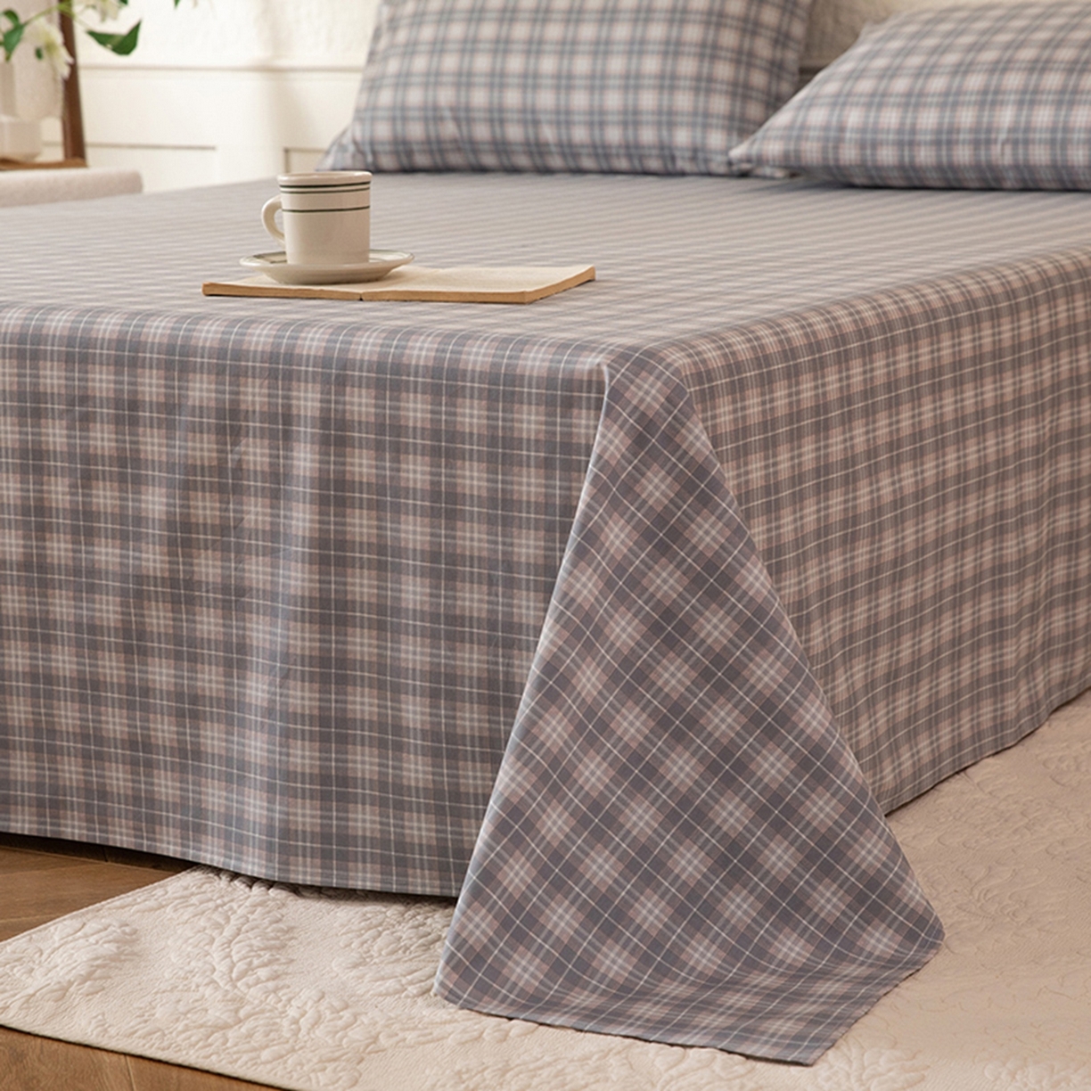 91家纺网 家纺一手货源 找家纺 八十八家纺 2026新款无印风全棉纯棉斜纹条格单床单床单单件单品床单 青曼