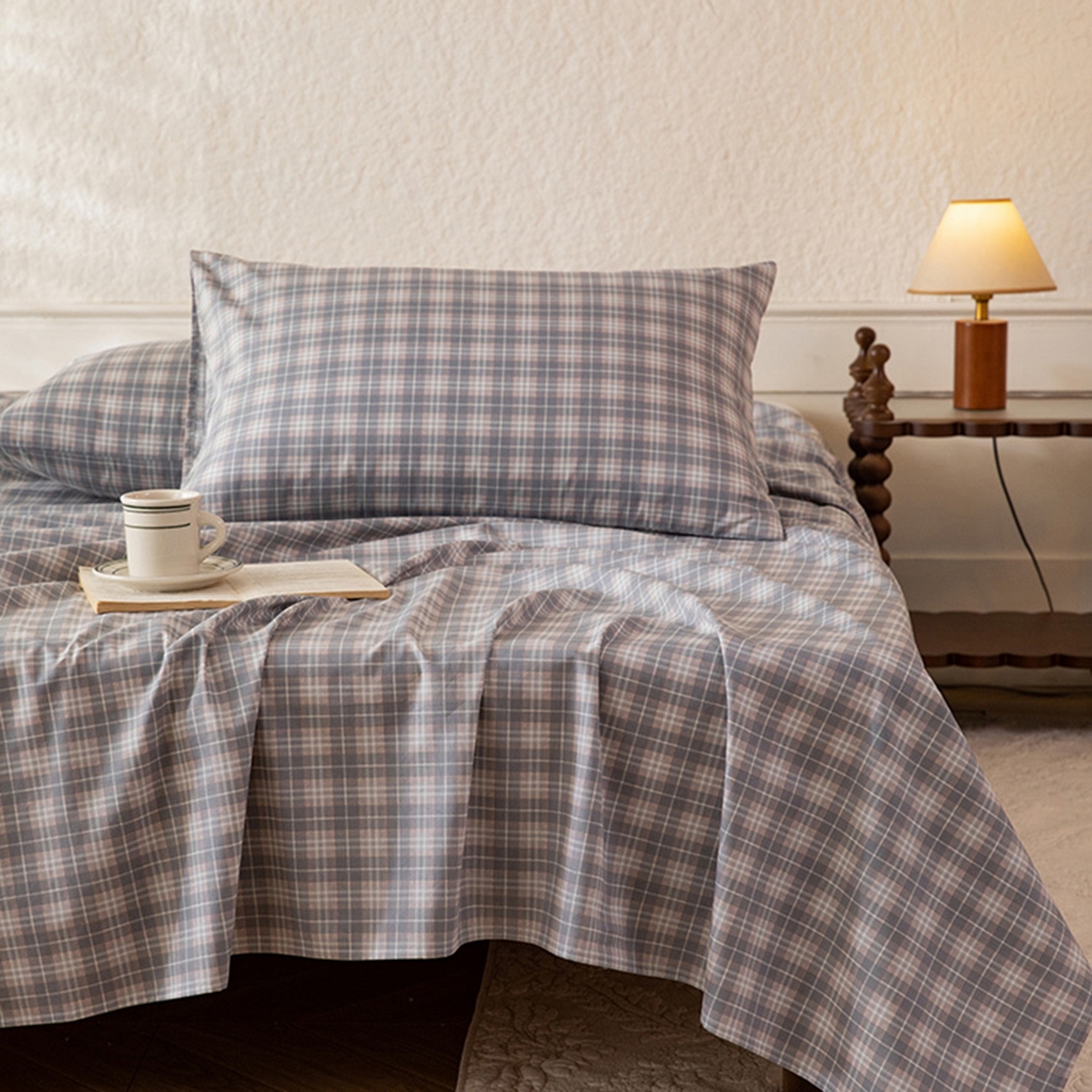 91家纺网 家纺一手货源 找家纺 八十八家纺 2026新款无印风全棉纯棉斜纹条格单床单床单单件单品床单 青曼