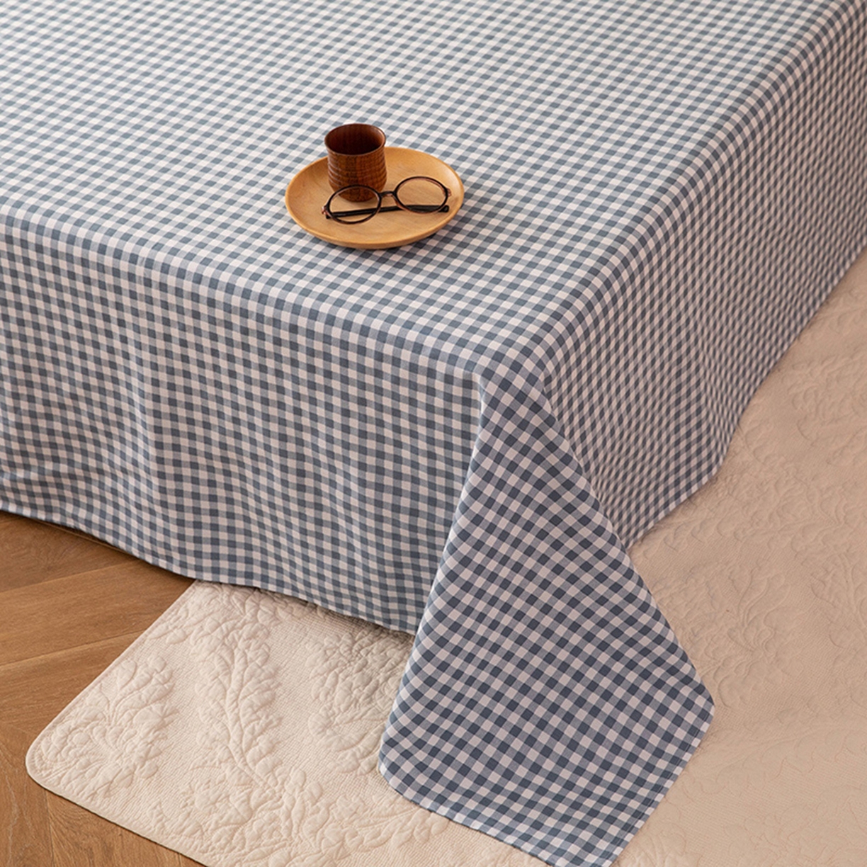 91家纺网 家纺一手货源 找家纺 八十八家纺 2026新款无印风全棉纯棉斜纹条格单床单床单单件单品床单 青田