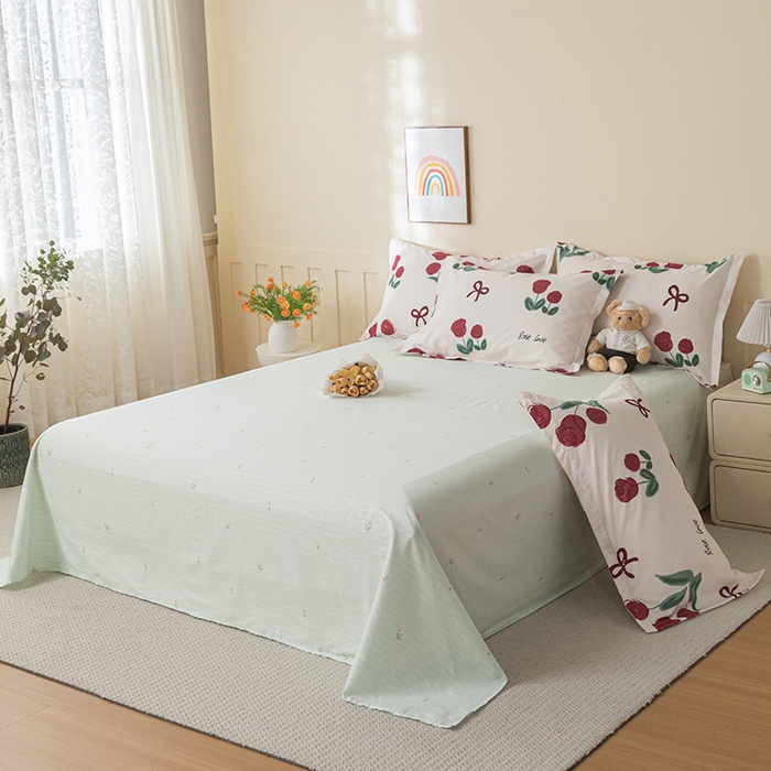 91家纺网 家纺一手货源 找家纺 爱诗诺家纺 2026新款100%全棉纯棉印花四件套【送货上门.多少都可以送】 梦汐-粉