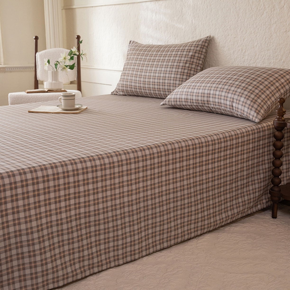 91家纺网 家纺一手货源 找家纺 八十八家纺 2026新款无印风全棉纯棉斜纹条格单床单床单单件单品床单 青忆