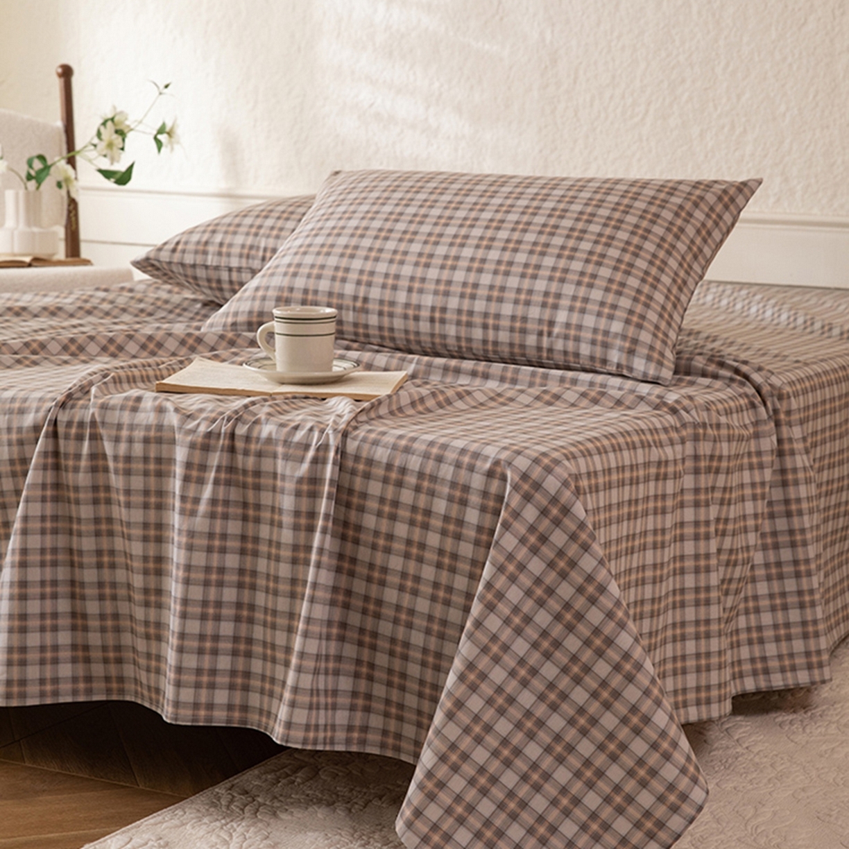 91家纺网 家纺一手货源 找家纺 八十八家纺 2026新款无印风全棉纯棉斜纹条格单床单床单单件单品床单 青忆