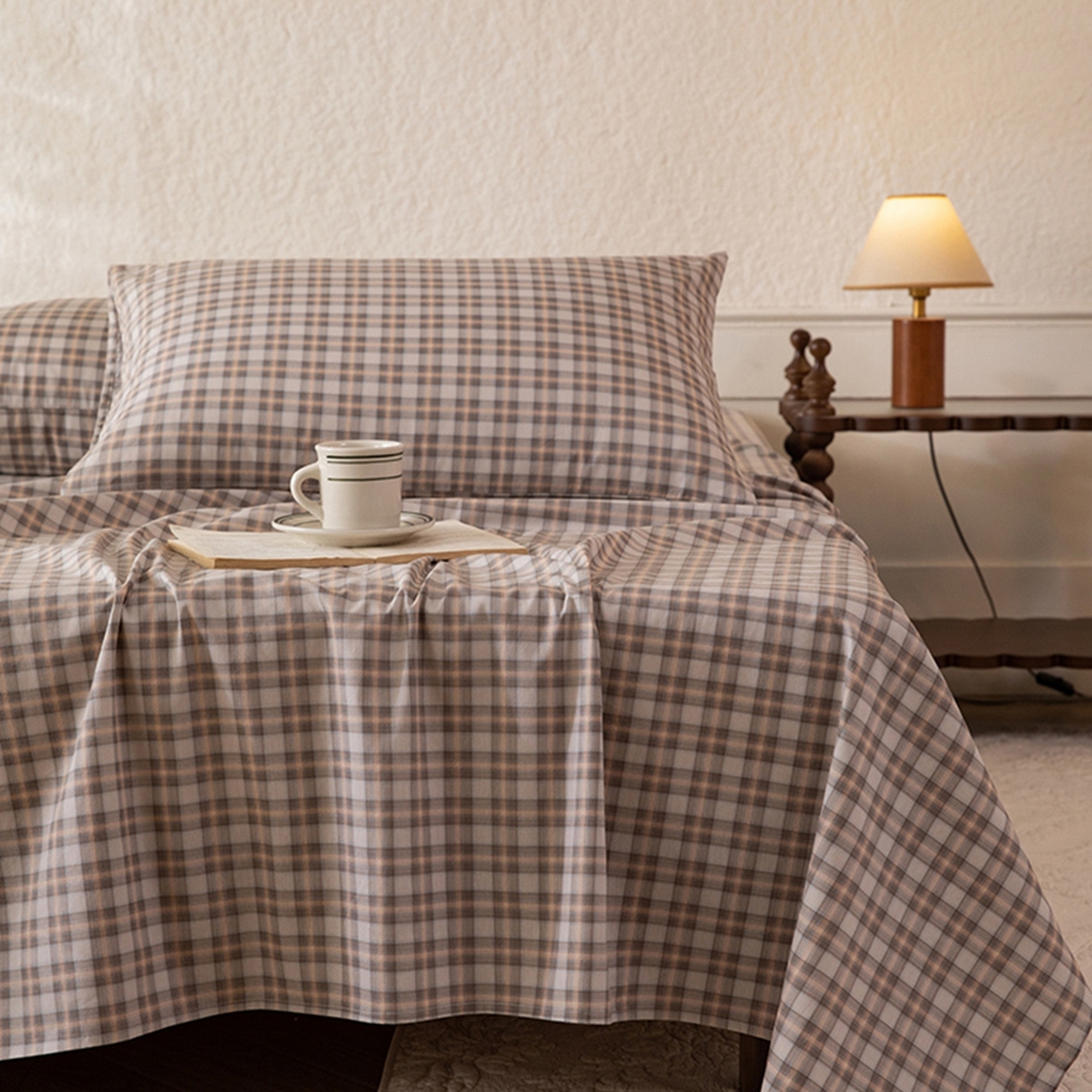 91家纺网 家纺一手货源 找家纺 八十八家纺 2026新款无印风全棉纯棉斜纹条格单床单床单单件单品床单 青忆