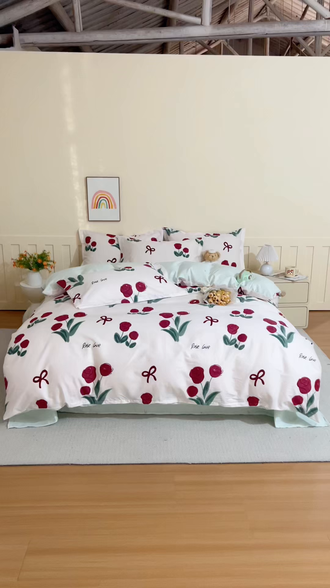 91家纺网 家纺一手货源 找家纺 爱诗诺家纺 2026新款100%全棉纯棉印花四件套【送货上门.多少都可以送】 梦汐-粉