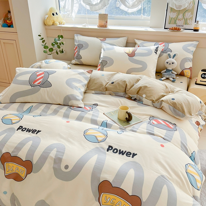 91家纺网 家纺一手货源 找家纺 爱诗诺家纺 2026新款100%全棉纯棉印花四件套【送货上门.多少都可以送】 波朗灰