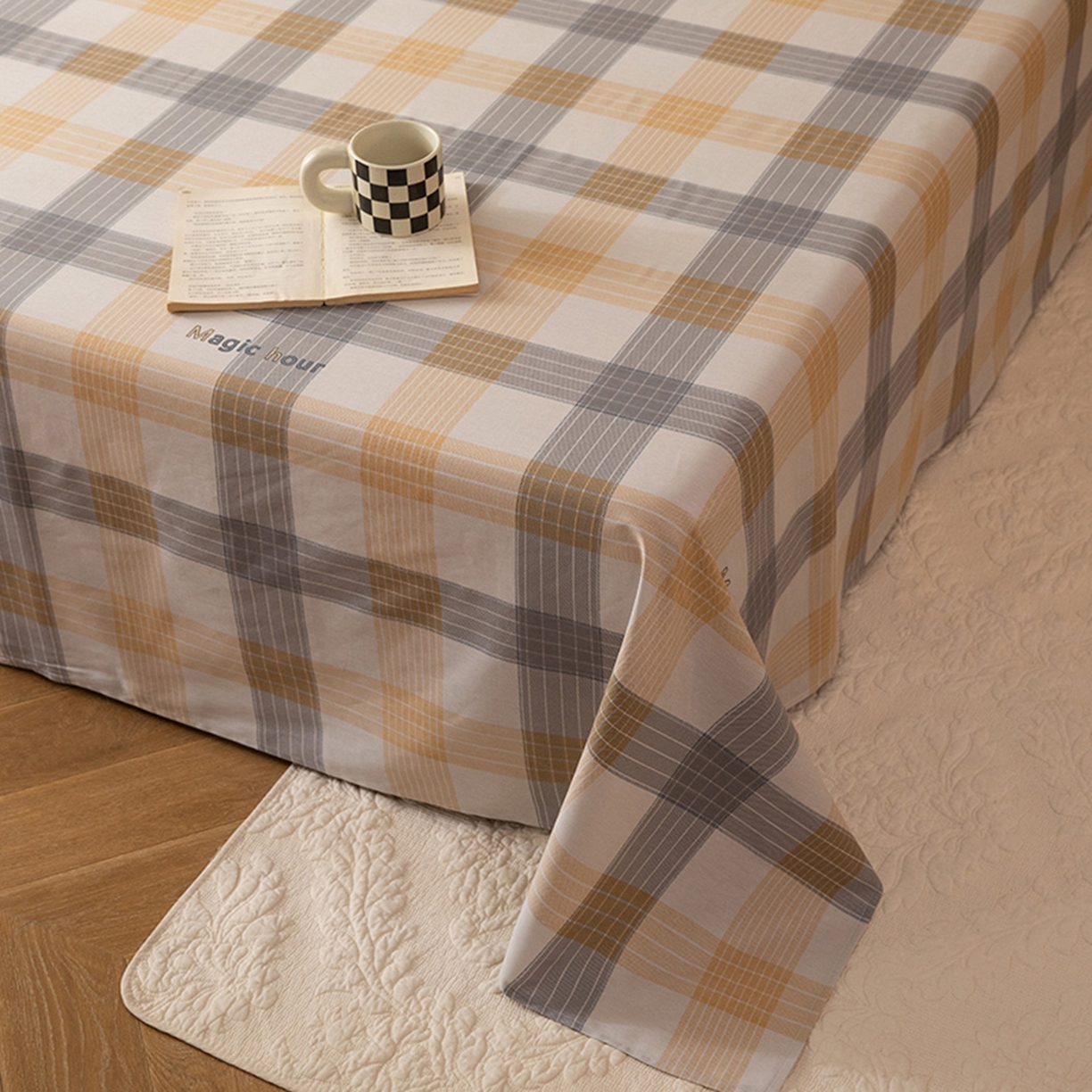 91家纺网 家纺一手货源 找家纺 八十八家纺 2026新款无印风全棉纯棉斜纹条格单床单床单单件单品床单 山川