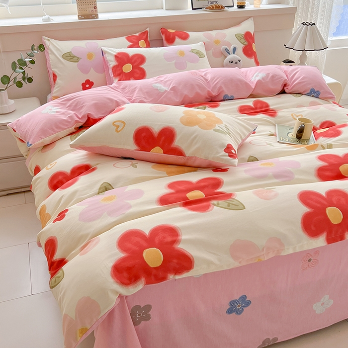 91家纺网 家纺一手货源 找家纺 爱诗诺家纺 2026新款100%全棉纯棉印花四件套【送货上门.多少都可以送】 花儿乐团米