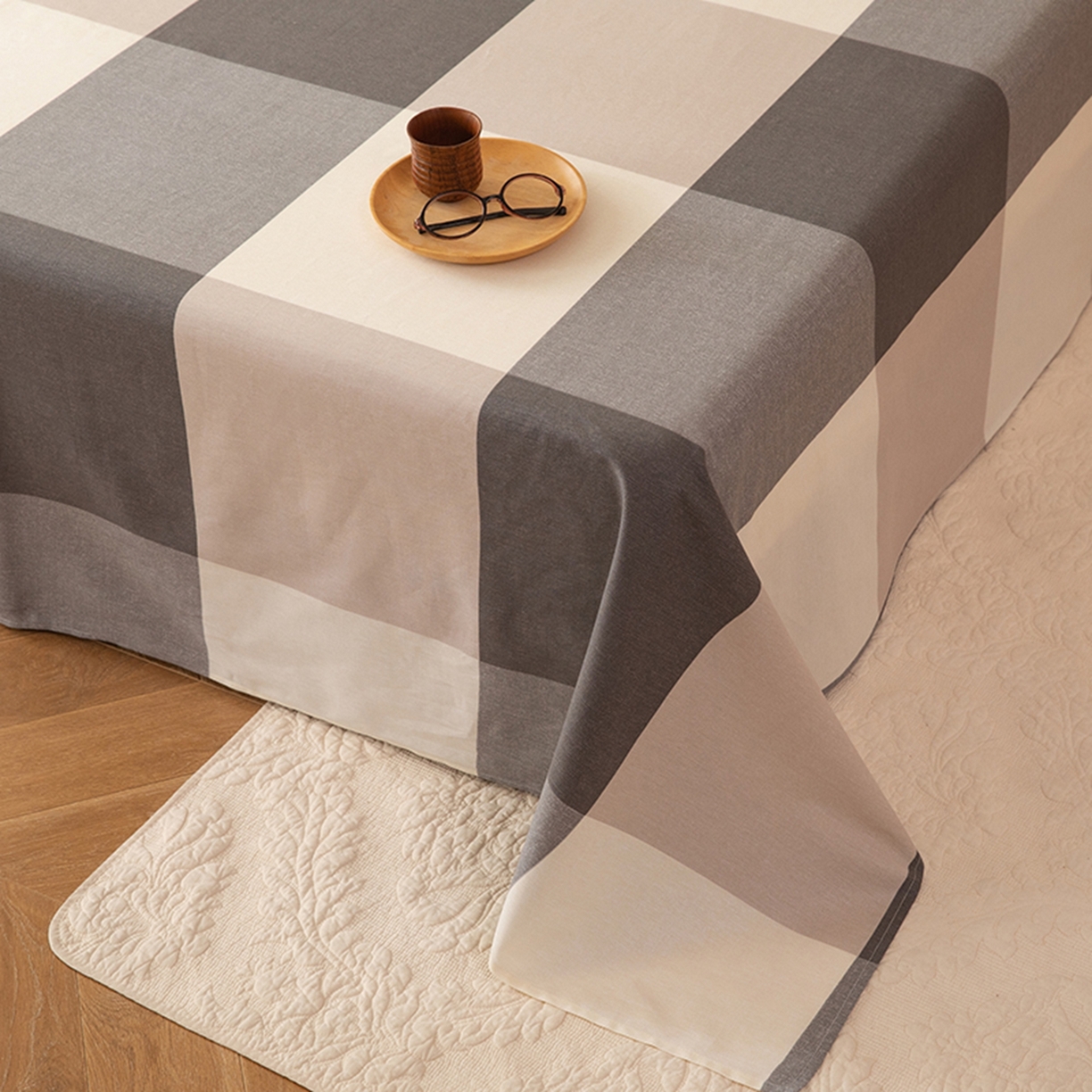 91家纺网 家纺一手货源 找家纺 八十八家纺 2026新款无印风全棉纯棉斜纹条格单床单床单单件单品床单 山海