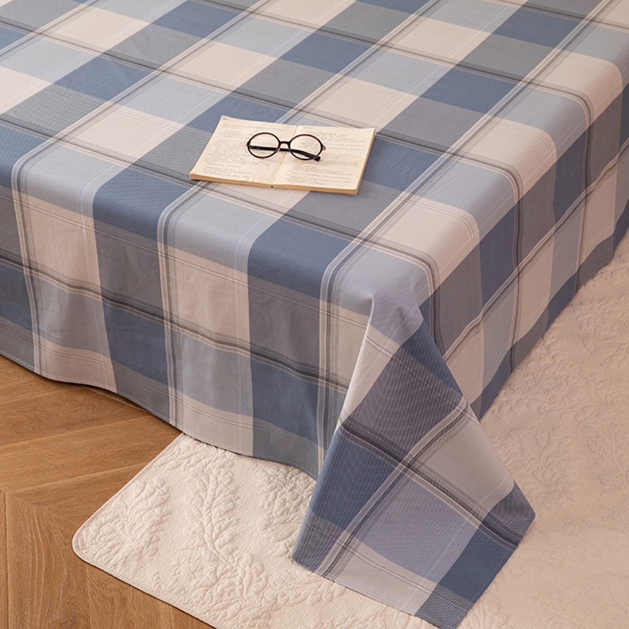 91家纺网 家纺一手货源 找家纺 八十八家纺 2026新款无印风全棉纯棉斜纹条格单床单床单单件单品床单 山禾